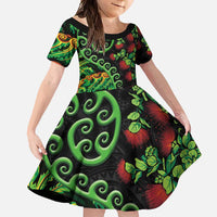 New Zealand Koru Plants and Pohutukawa Family Matching Mermaid Dress and Hawaiian Shirt Maori Tattoo Pattern
