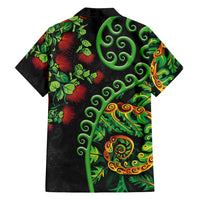 New Zealand Koru Plants and Pohutukawa Family Matching Summer Maxi Dress and Hawaiian Shirt Maori Tattoo Pattern