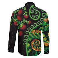 New Zealand Koru Plants and Pohutukawa Family Matching Summer Maxi Dress and Hawaiian Shirt Maori Tattoo Pattern