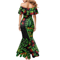 New Zealand Koru Plants and Pohutukawa Mermaid Dress Maori Tattoo Pattern