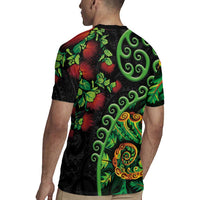 New Zealand Koru Plants and Pohutukawa Rugby Jersey Maori Tattoo Pattern