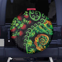 New Zealand Koru Plants and Pohutukawa Spare Tire Cover Maori Tattoo Pattern