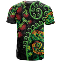 New Zealand Koru Plants and Pohutukawa T Shirt Maori Tattoo Pattern
