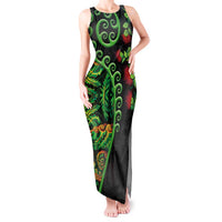 New Zealand Koru Plants and Pohutukawa Tank Maxi Dress Maori Tattoo Pattern