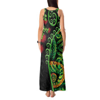 New Zealand Koru Plants and Pohutukawa Tank Maxi Dress Maori Tattoo Pattern