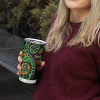 New Zealand Koru Plants and Pohutukawa Tumbler Cup Maori Tattoo Pattern