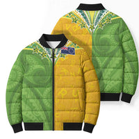 Cook Islands Language Week Bomber Puffer Jacket Tatau Pattern and Rarotongan Alphabet - Polynesian Pride