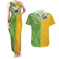 Cook Islands Language Week Couples Matching Tank Maxi Dress and Hawaiian Shirt Tatau Pattern and Rarotongan Alphabet - Polynesian Pride