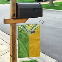 Cook Islands Language Week Garden Flag Tatau Pattern and Rarotongan Alphabet - Polynesian Pride