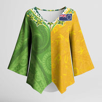 Cook Islands Language Week Kimono Sleeve Blouse Tatau Pattern and Rarotongan Alphabet - Polynesian Pride