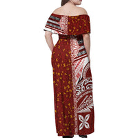 Tonga Language Week Family Matching Off Shoulder Maxi Dress and Hawaiian Shirt Ngatu Pattern and Tongan Alphabet - Polynesian Pride