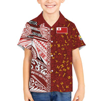 Tonga Language Week Family Matching Off Shoulder Short Dress and Hawaiian Shirt Ngatu Pattern and Tongan Alphabet - Polynesian Pride