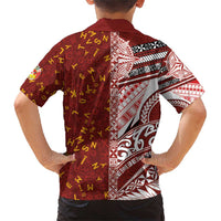 Tonga Language Week Family Matching Short Sleeve Bodycon Dress and Hawaiian Shirt Ngatu Pattern and Tongan Alphabet - Polynesian Pride