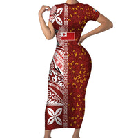 Tonga Language Week Family Matching Short Sleeve Bodycon Dress and Hawaiian Shirt Ngatu Pattern and Tongan Alphabet - Polynesian Pride