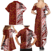 Tonga Language Week Family Matching Summer Maxi Dress and Hawaiian Shirt Ngatu Pattern and Tongan Alphabet - Polynesian Pride