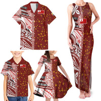 Tonga Language Week Family Matching Tank Maxi Dress and Hawaiian Shirt Ngatu Pattern and Tongan Alphabet - Polynesian Pride