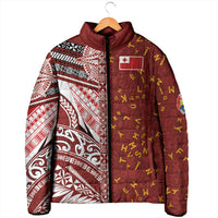 Tonga Language Week Padded Jacket Ngatu Pattern and Tongan Alphabet - Polynesian Pride