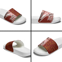 Tonga Language Week Slide Sandals Ngatu Pattern and Tongan Alphabet - Polynesian Pride