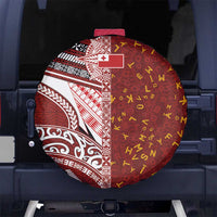 Tonga Language Week Spare Tire Cover Ngatu Pattern and Tongan Alphabet - Polynesian Pride