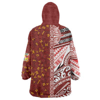 Tonga Language Week Wearable Blanket Hoodie Ngatu Pattern and Tongan Alphabet - Polynesian Pride