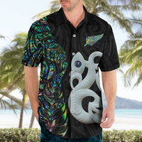New Zealand Hawaiian Shirt Silver Fern and Manaia with Papua Shell Maori Tribal LT03 - Polynesian Pride