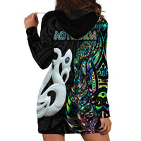New Zealand Hoodie Dress Silver Fern and Manaia with Papua Shell Maori Tribal LT03 - Polynesian Pride