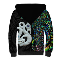 New Zealand Sherpa Hoodie Silver Fern and Manaia with Papua Shell Maori Tribal LT03 - Polynesian Pride