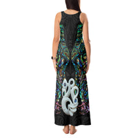 New Zealand Tank Maxi Dress Silver Fern and Manaia with Papua Shell Maori Tribal LT03 - Polynesian Pride
