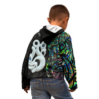 Custom New Zealand Kid Hoodie Silver Fern and Manaia with Papua Shell Maori Tribal LT03 - Polynesian Pride