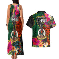 Penama Day Couples Matching Tank Maxi Dress and Hawaiian Shirt Proud To Be A Ni-Van Beauty Pacific Flower LT03 - Polynesian Pride