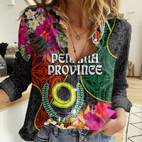 Personalised Penama Day Women Casual Shirt Proud To Be A Ni-Van Beauty Pacific Flower LT03 Female Black - Polynesian Pride