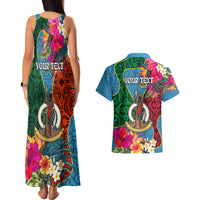 Personalised Sanma Day Couples Matching Tank Maxi Dress and Hawaiian Shirt Proud To Be A Ni-Van Beauty Pacific Flower LT03 - Polynesian Pride