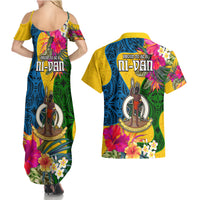 Malampa Day Couples Matching Summer Maxi Dress and Hawaiian Shirt Proud To Be A Ni-Van Beauty Pacific Flower LT03 - Polynesian Pride