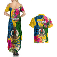 Personalised Malampa Day Couples Matching Summer Maxi Dress and Hawaiian Shirt Proud To Be A Ni-Van Beauty Pacific Flower LT03 - Polynesian Pride