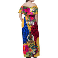 Torba Day Family Matching Off Shoulder Maxi Dress and Hawaiian Shirt Proud To Be A Ni-Van Beauty Pacific Flower LT03 - Polynesian Pride