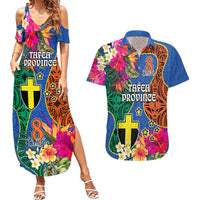 Tafea Day Couples Matching Summer Maxi Dress and Hawaiian Shirt Proud To Be A Ni-Van Beauty Pacific Flower LT03 Blue - Polynesian Pride