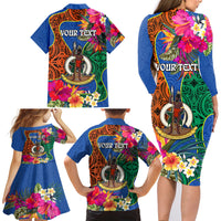 Personalised Tafea Day Family Matching Long Sleeve Bodycon Dress and Hawaiian Shirt Proud To Be A Ni-Van Beauty Pacific Flower LT03 - Polynesian Pride