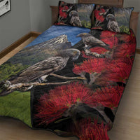 New Zealand Kea And Pohutukawa Quilt Bed Set With The Mountain Landscape