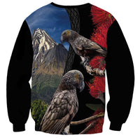 New Zealand Kea And Pohutukawa Sweatshirt With The Mountain Landscape