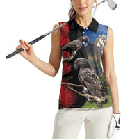 New Zealand Kea And Pohutukawa Women Sleeveless Polo Shirt With The Mountain Landscape LT03 - Polynesian Pride