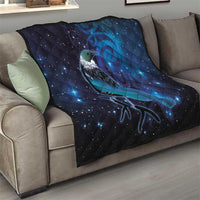 New Zealand Tui Bird Quilt The Pleiades Star Cluster and Koru Tribal Tattoo Galaxy Vibe LT03 - Polynesian Pride