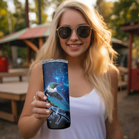 New Zealand Tui Bird Skinny Tumbler The Pleiades Star Cluster and Koru Tribal Tattoo Galaxy Vibe