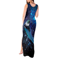 New Zealand Tui Bird Tank Maxi Dress The Pleiades Star Cluster and Koru Tribal Tattoo Galaxy Vibe