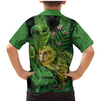 New Zealand Kkp Family Matching Mermaid Dress and Hawaiian Shirt Silver Fern with Close up of Green Fern Leaves and Maori Tattoo LT03 - Polynesian Pride