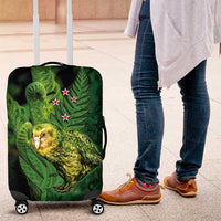New Zealand Kkp Luggage Cover Silver Fern with Close up of Green Fern Leaves and Maori Tattoo LT03 Green - Polynesian Pride