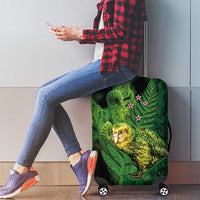 New Zealand Kkp Luggage Cover Silver Fern with Close up of Green Fern Leaves and Maori Tattoo LT03 - Polynesian Pride