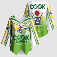 Cook Islands Rugby Kimono Sleeve Blouse Six Eight Two to The World - Tatau Tribal Motif
