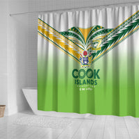 Cook Islands Rugby Shower Curtain Six Eight Two to The World - Tatau Tribal Motif