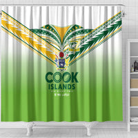 Cook Islands Rugby Shower Curtain Six Eight Two to The World - Tatau Tribal Motif