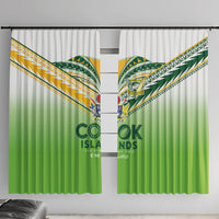 Cook Islands Rugby Window Curtain Six Eight Two to The World - Tatau Tribal Motif